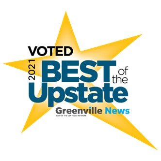 2021 Best of the Upstate award logo for Grier Roofing, highlighting recognition in the Greenville News for exceptional roofing services and customer satisfaction.