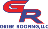 Grier Roofing logo featuring "GR" in red and blue, representing residential and commercial roofing services.