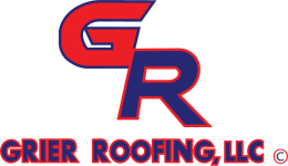 Grier Roofing logo featuring bold red and blue letters, representing a trusted roofing service in Spartanburg, Greenville, and surrounding areas, emphasizing expertise in residential and commercial roofing solutions.